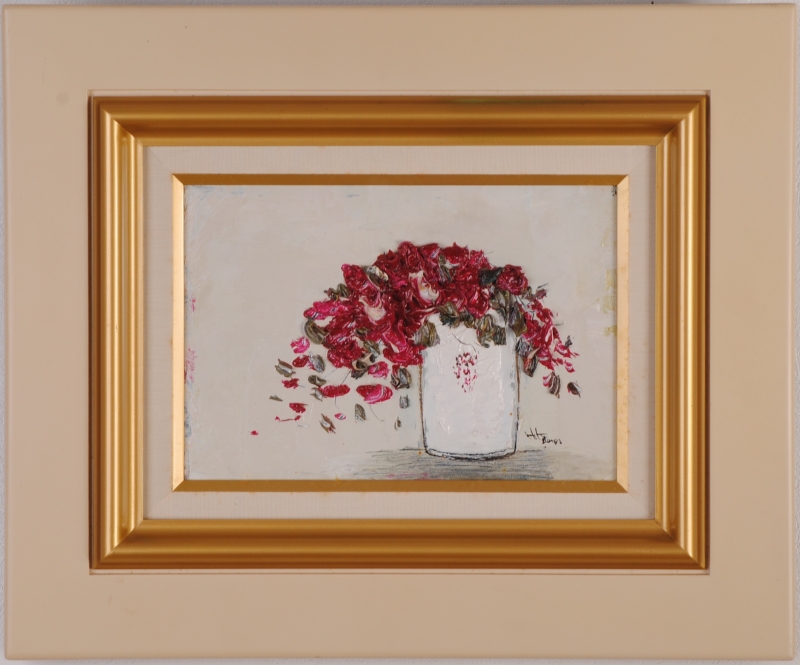 油絵の絵画で片山弘明が描いた素敵な花の油絵「つる薔薇」をご購入