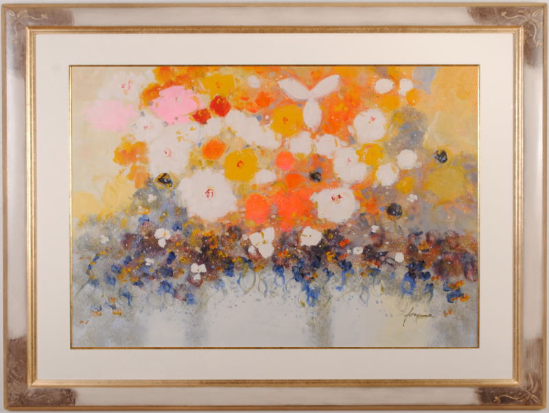 油絵の絵画で平山講平が描いた花の絵の油絵「シンフォニー」を購入