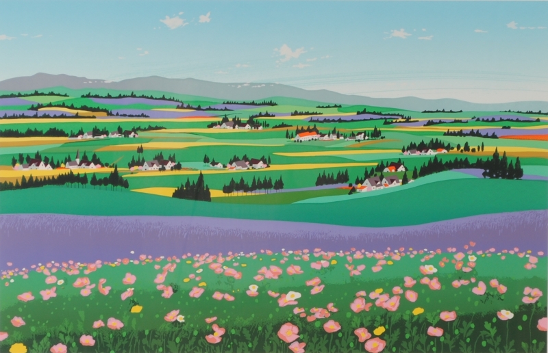 シルクスクリーンの版画で佐藤芳彰が制作した絵「ラベンダー色の町」を購入