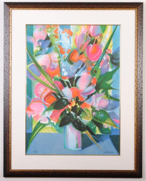 花の絵画をリトグラフの版画で制作したカミーユ・イレールの花の絵