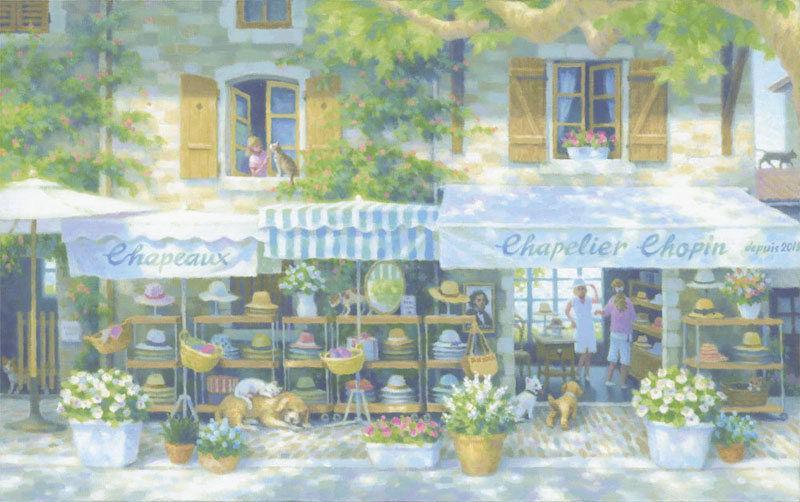 笹倉鉄平 【あじさいのテラス】 リトグラフ 笹倉鉄平 【あじさいの