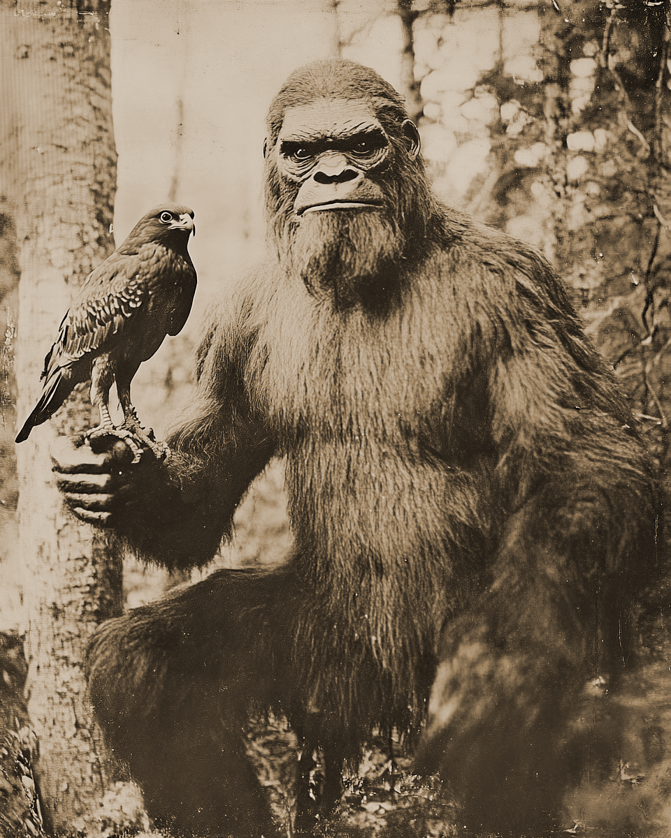 Deep Wood Falconer - Bigfoot Art Prints – 8″x10″ Artwork in 11″x14