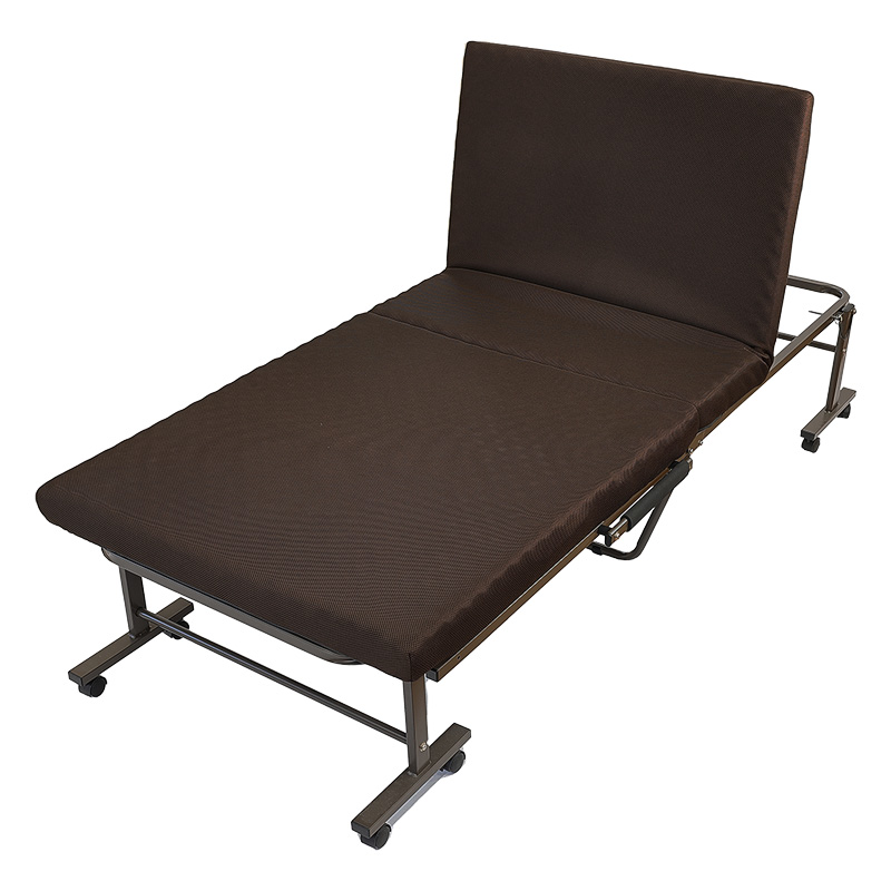 高反発高脚折り畳みベッド 約幅990×奥行2000×高さ450mm ブラウン