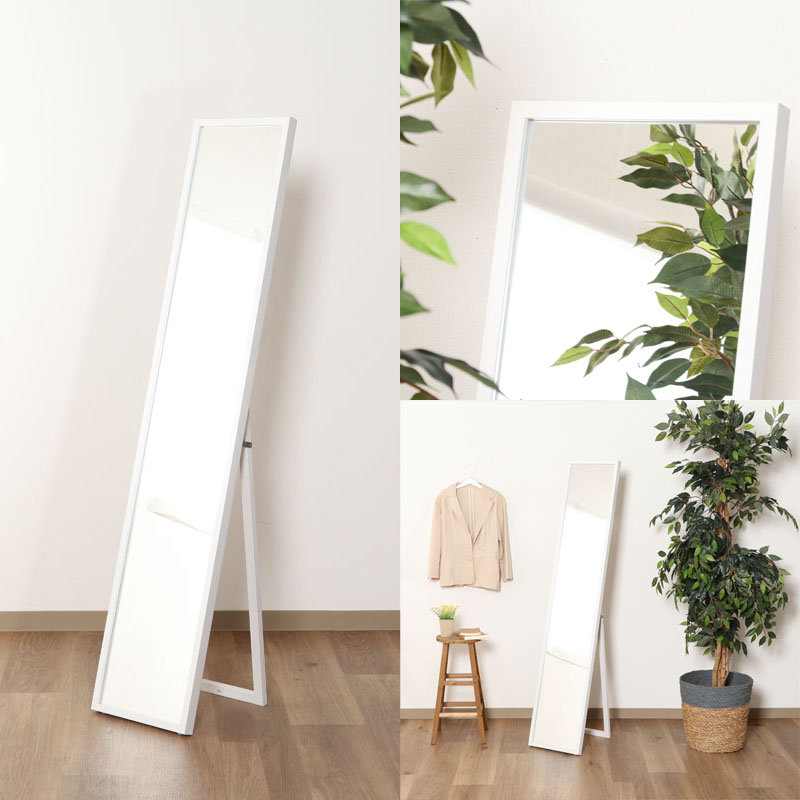 ウォール&スタンドミラー W30 木目ホワイト ｜ ミスターマックス