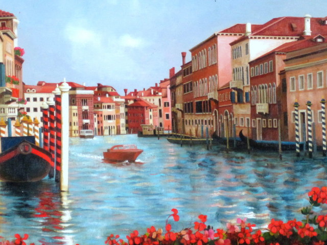 送料無料】・イタリア風景画・志村好子「VENEZIA」・油彩・F6