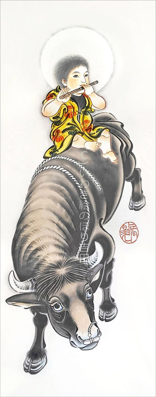 由来 笛吹童子騎牛帰家 いわき絵のぼり吉田
