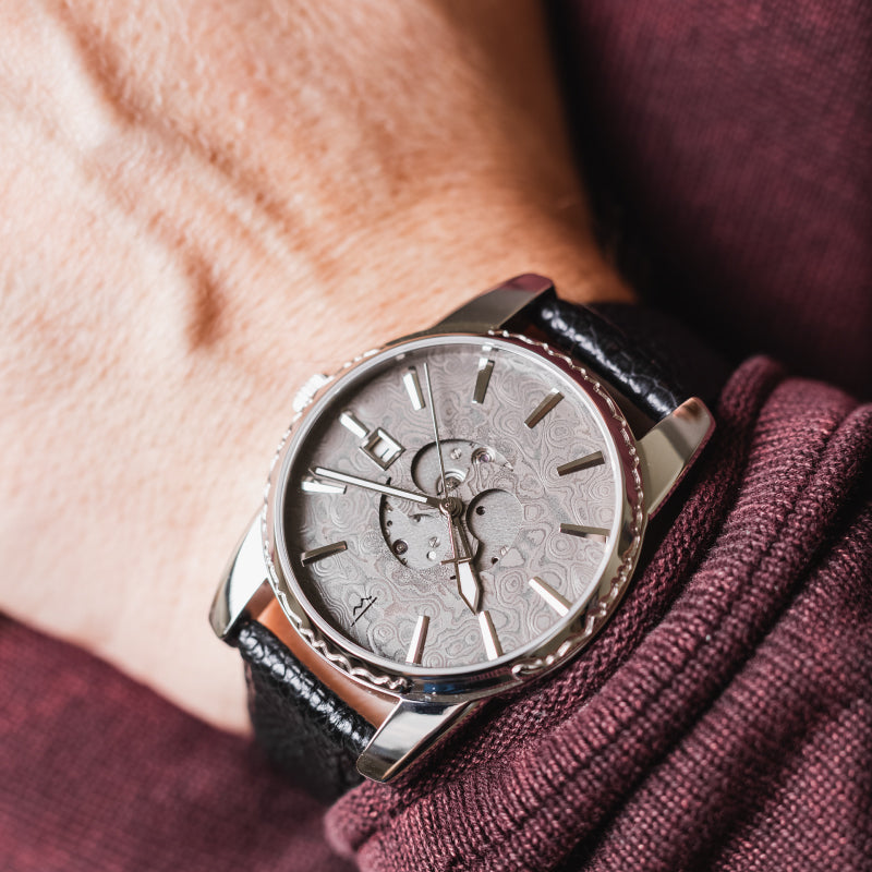 Damascus watch SAMURAI -black- - MUSHA Made In Japan