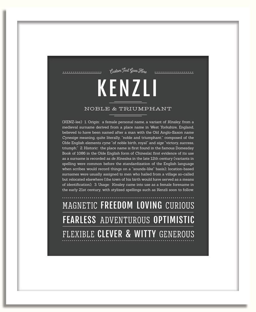 Kenzli Personalized Name Meaning Art Prints – Name Stories