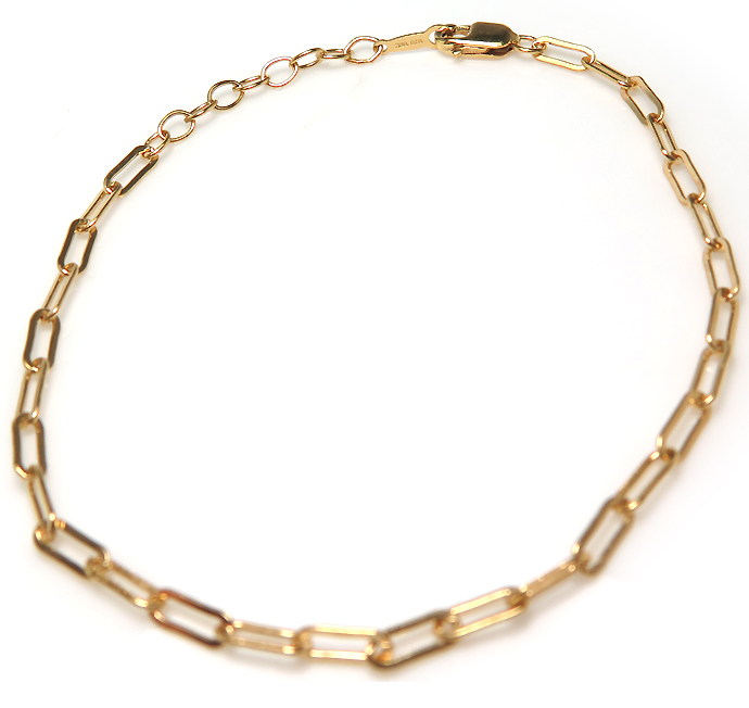 14kgf チェーン ブレスレット フラットオーバル 平長アズキ 6.5×2.5mm