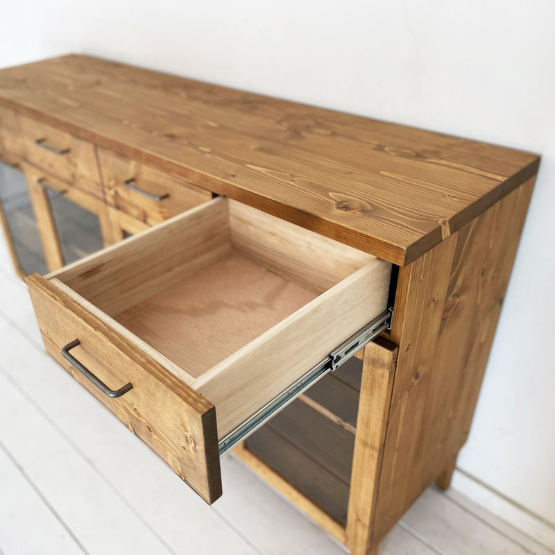 カップボード ショーケース 引き出し 天然無垢材 幅150cm 無垢