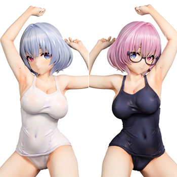 可憐な双子姉妹「マリン＆ルビィ」が、色違いのスクール水着姿で