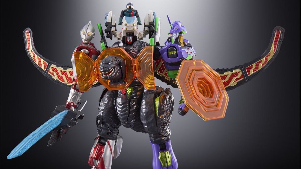 ゴジラ」「エヴァ初号機」「ウルトラマン」「仮面ライダー」が合体する