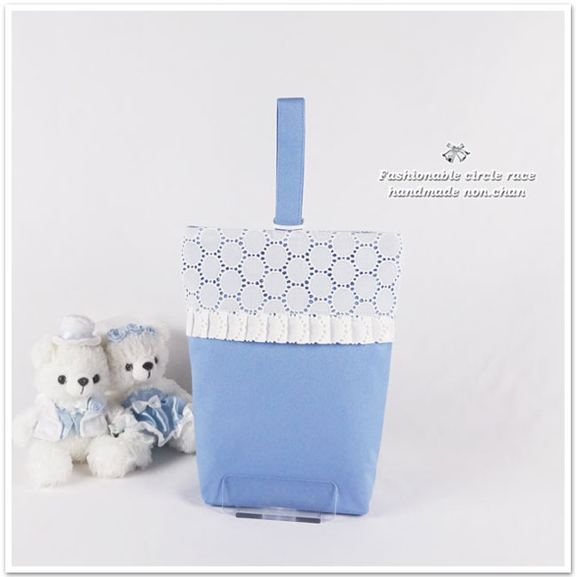 入園入学グッズ フリル 3点セット 女の子用 ブルー【 レース・刺繍