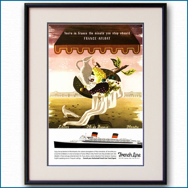 1927年 レオン・ベニーニ 客船フランス・エルメス雑誌広告 アート