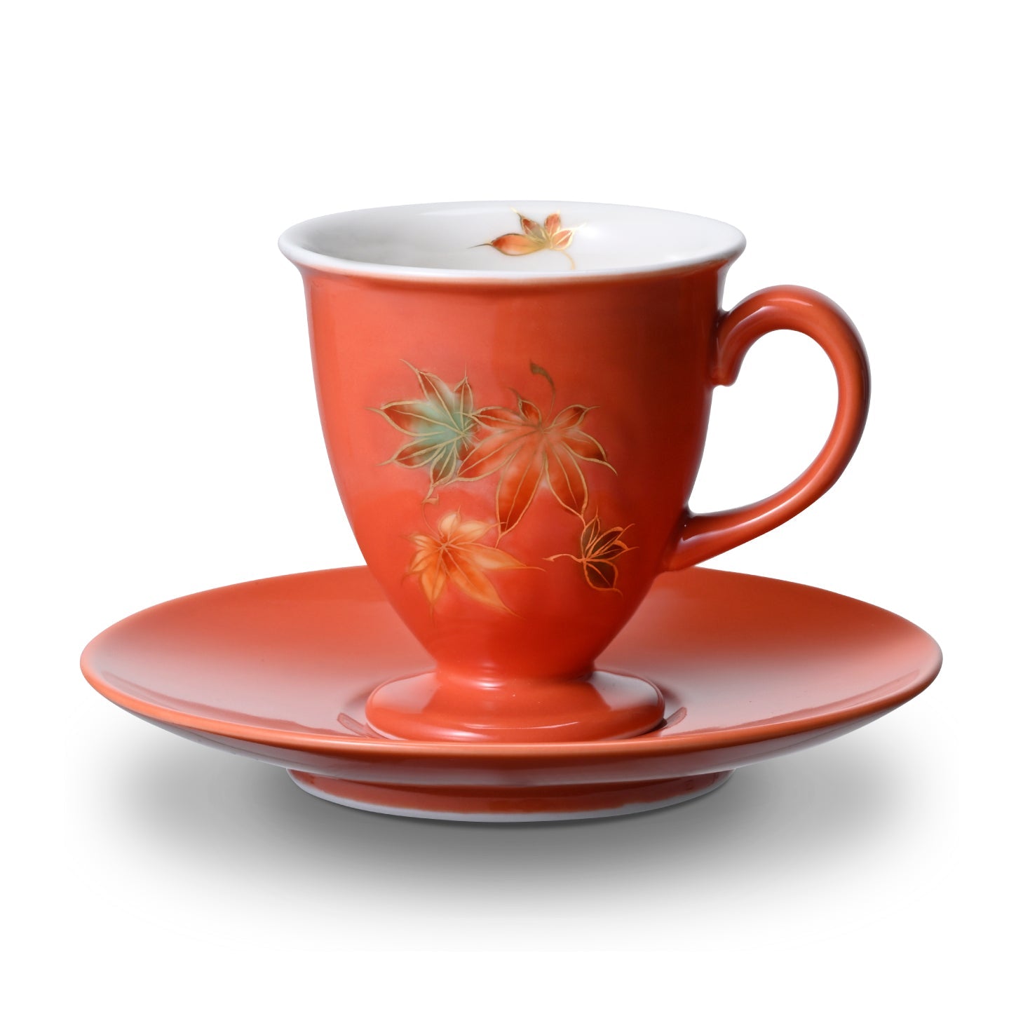 京焼・清水焼カップ＆ソーサー（オレンジ・モミジ） No.8047 – ogawa