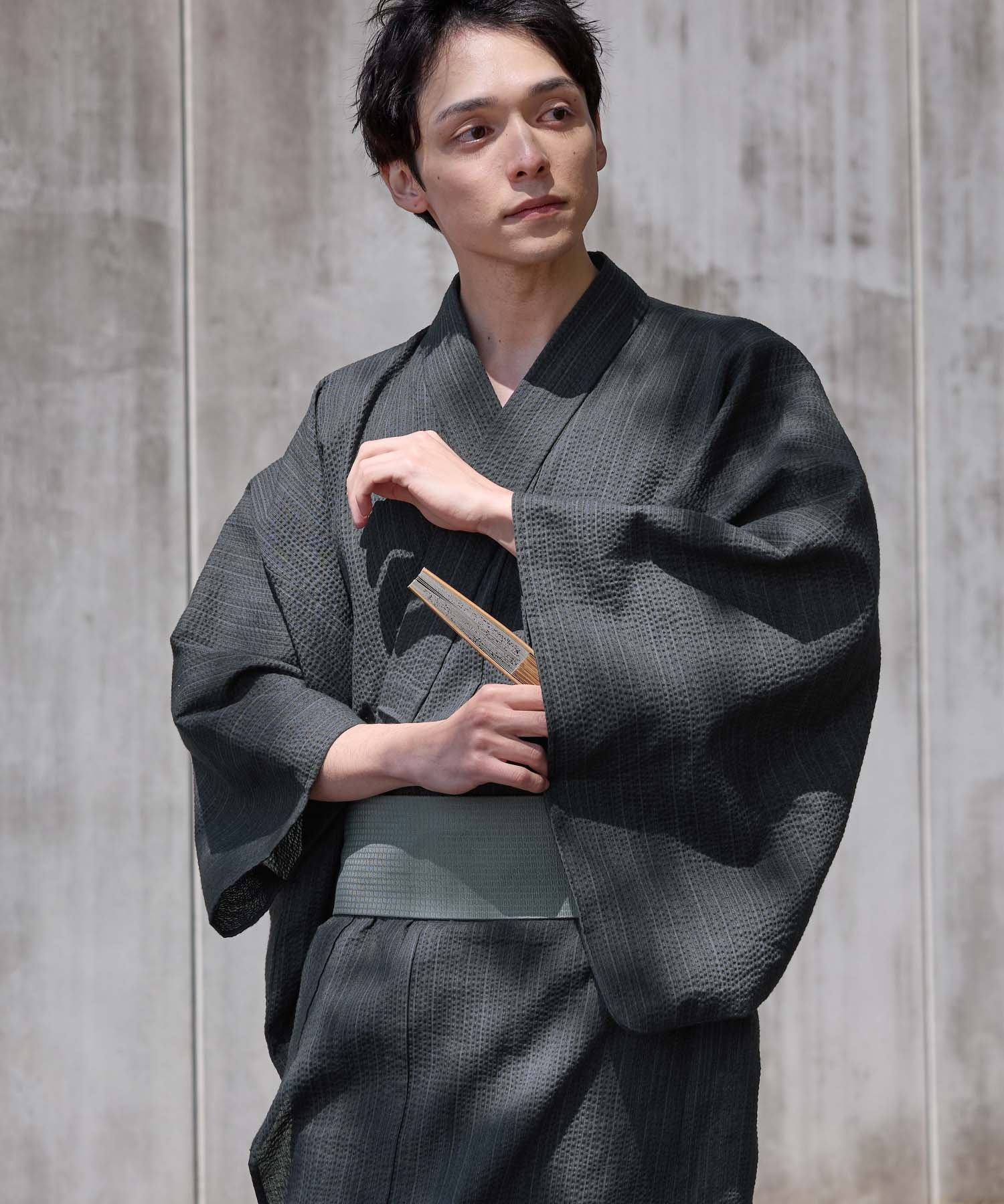 縞しじら織り浴衣 3点セット【浴衣＋帯＋下駄】 MONO-MART│MONO-MART