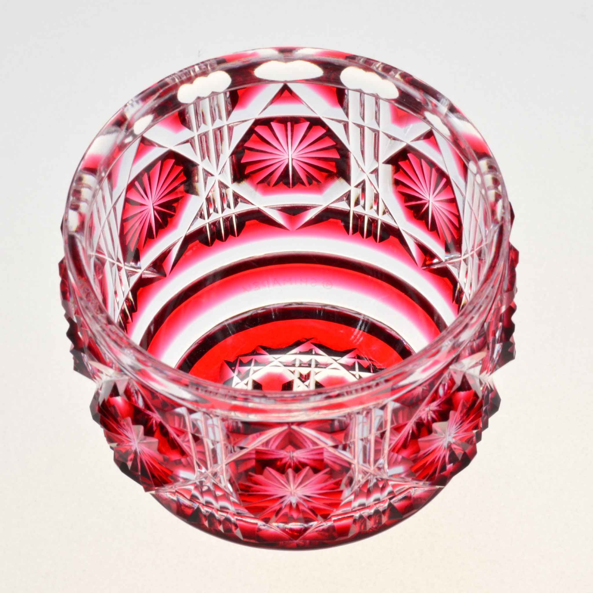 Satsuma Kiriko Large Red Sake Cup – Handcrafted Crystal Elegance