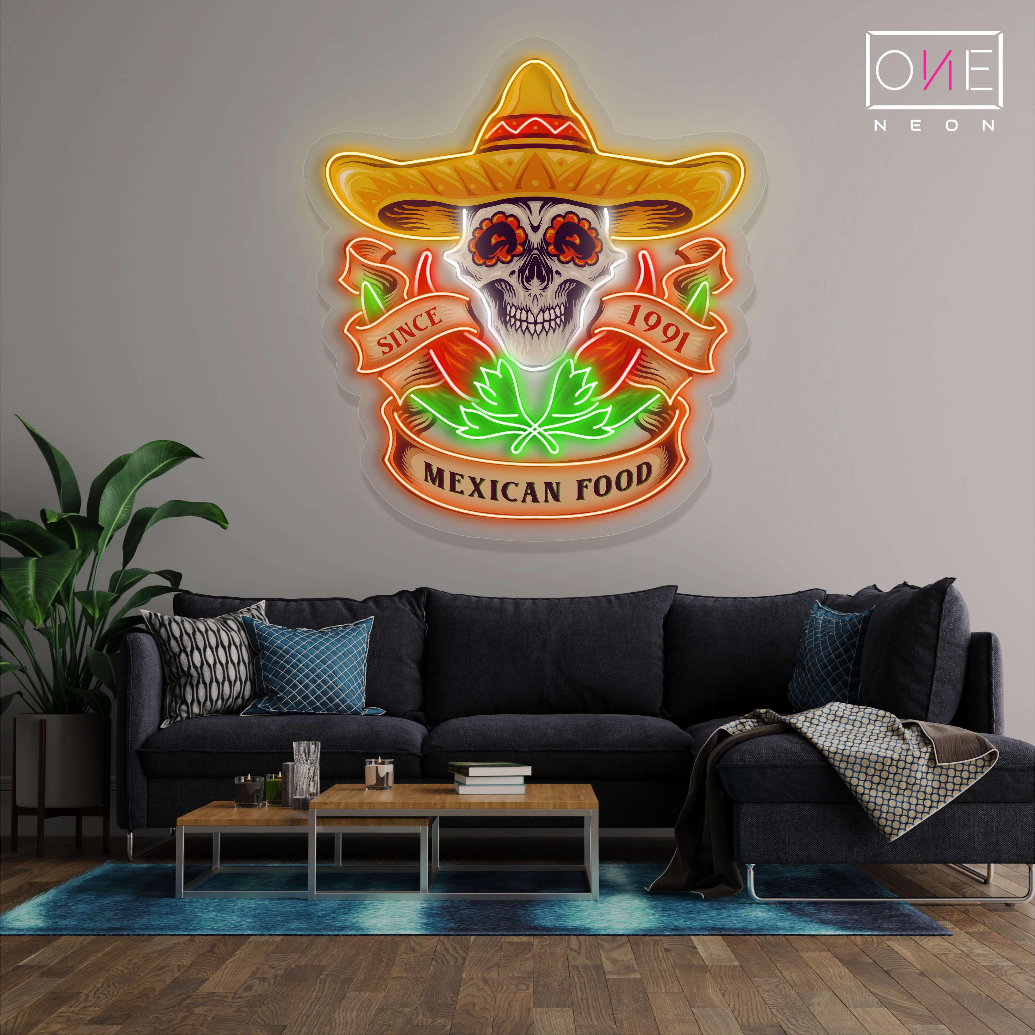 Mexican Food Skull Artwork Led Neon Sign – ONE Neon™ Sign
