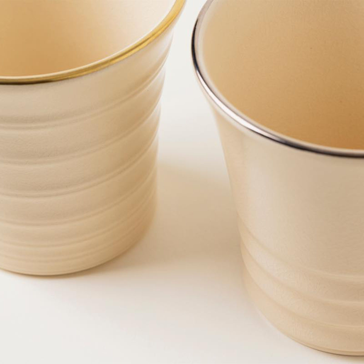 白薩摩タンブラーペア(竹節・三段溝)[シロサツマタンブラーペア