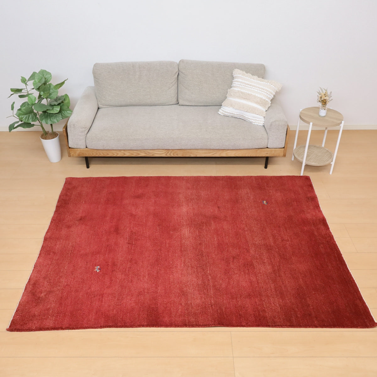 ゾランヴァリ,ギャッベ,212×150cm｜ペルシャ手織りラグ,無地レッド