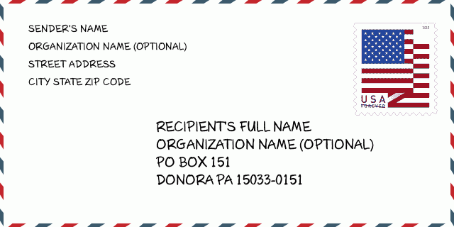 Address: PO BOX 151 (From 151 To 392), DONORA, PA 15033-0151, USA