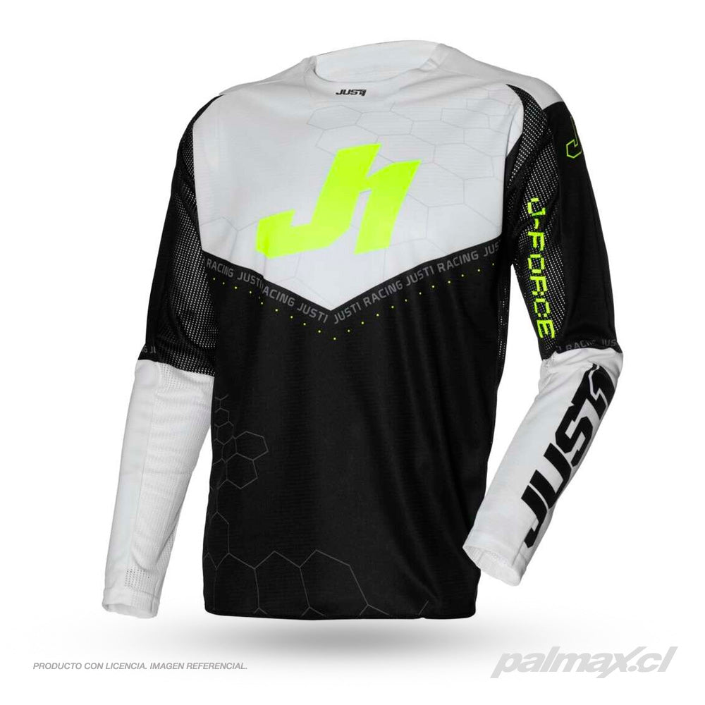 Jersey Motocross / Enduro modelo J-Force Hexa Black White Fluo | Just