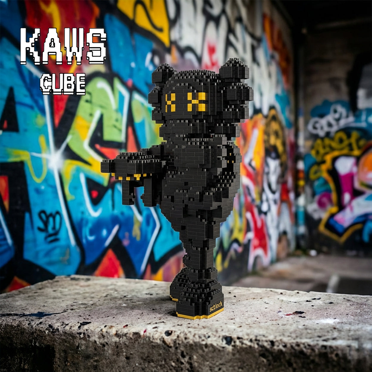 カウズ KAWS Companion BLACK： Nanoblock ナノブロック「210mm