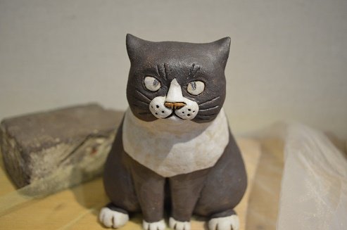 第12回ねこ展 ☆作家さんのご紹介☆ かとう ゆみさん ぶすっと可愛い猫