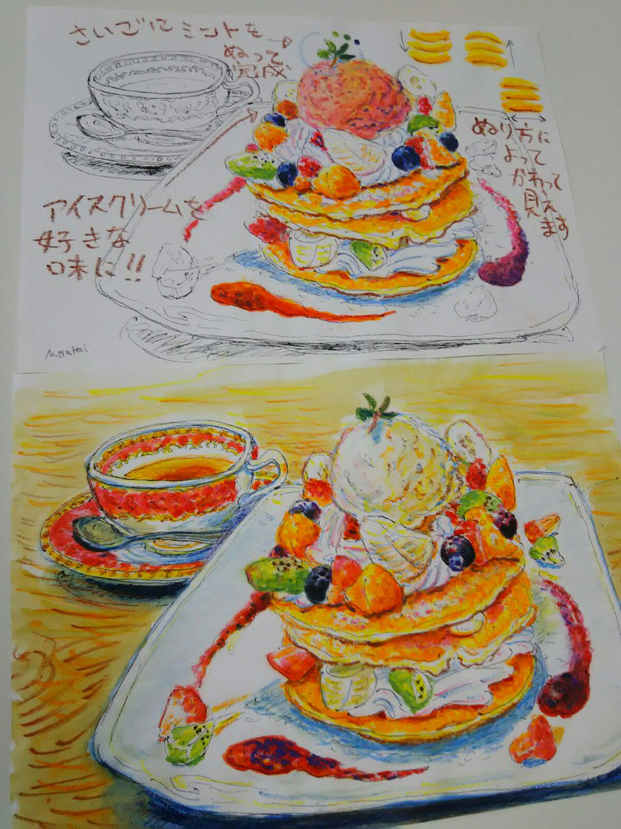 本日のイラスト紹介。個人的にはホットケーキと呼びそうになる、パン