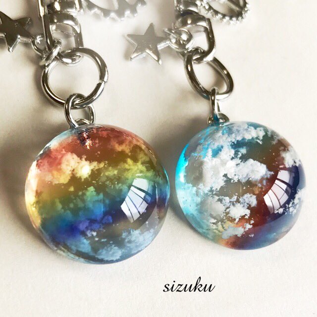 虹が見たくて虹の雲レジン作りました(^^) #雲レジン #レジン