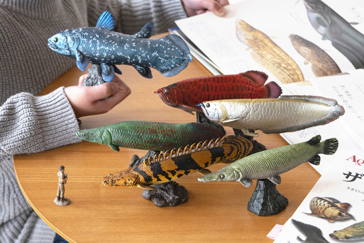 ピラルクのハンドメイドの魚模型