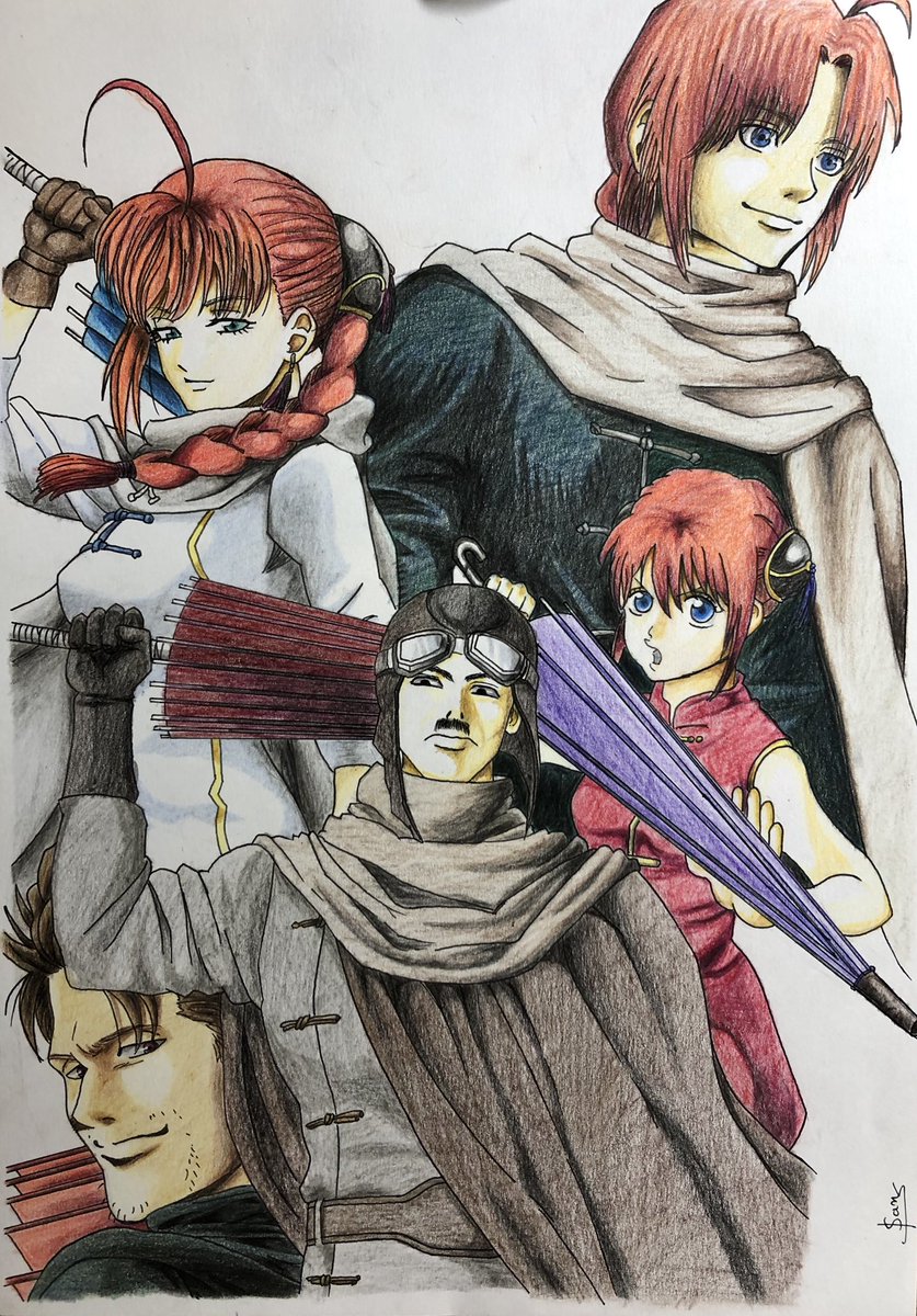 完成しました！さ、次の絵を描こう #銀魂 #神楽 #神威 #江華 #模写 #阿