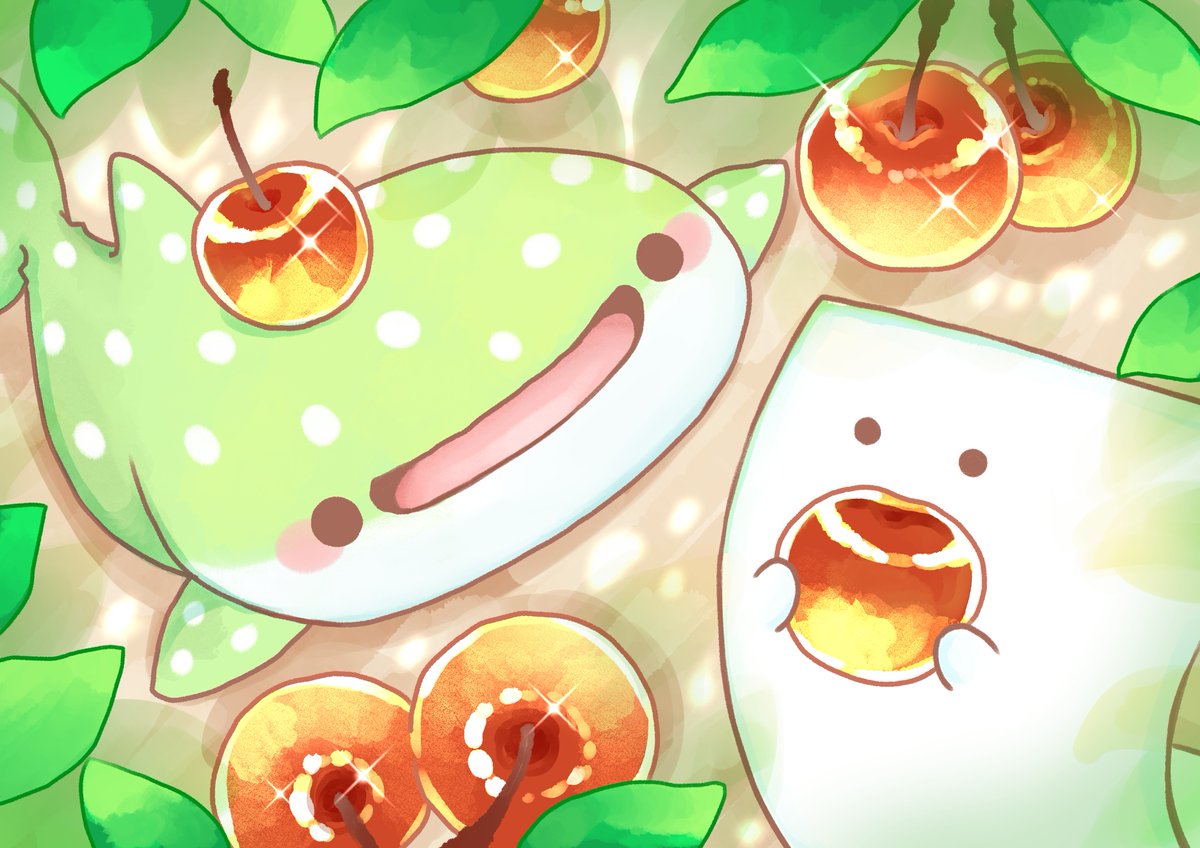 オリジナルキャラクターの「メロンソーダじんべえざめ」みてください🍈🍒🥤