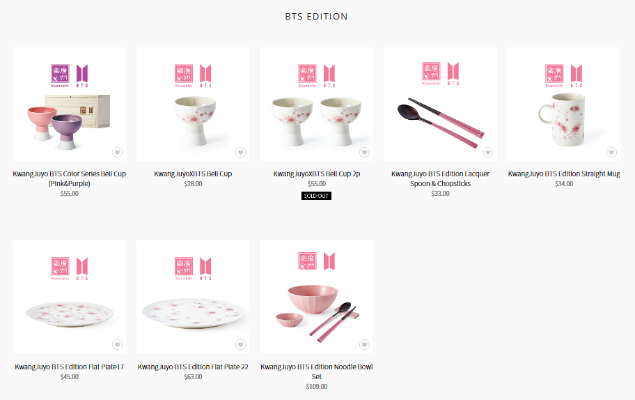 Order the Kwangjuyo x BTS ceramics set from their USA online store