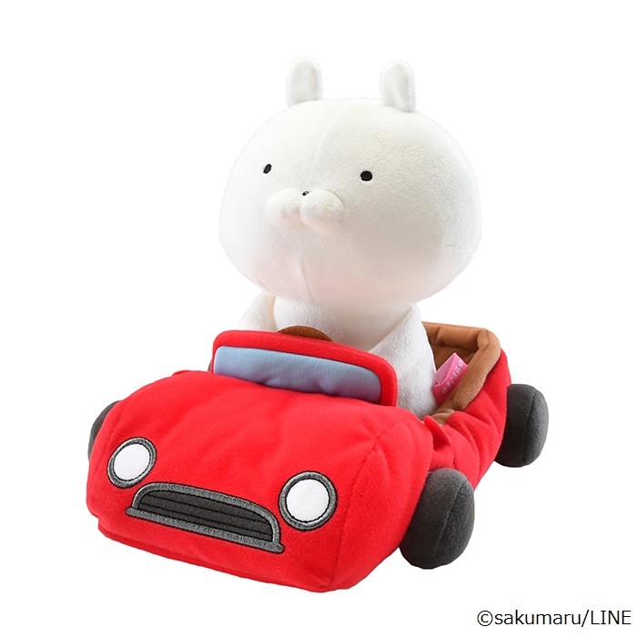 新登場／ #うさまる が、赤いオープンカーを運転中～🚗NEWぬいぐるみが