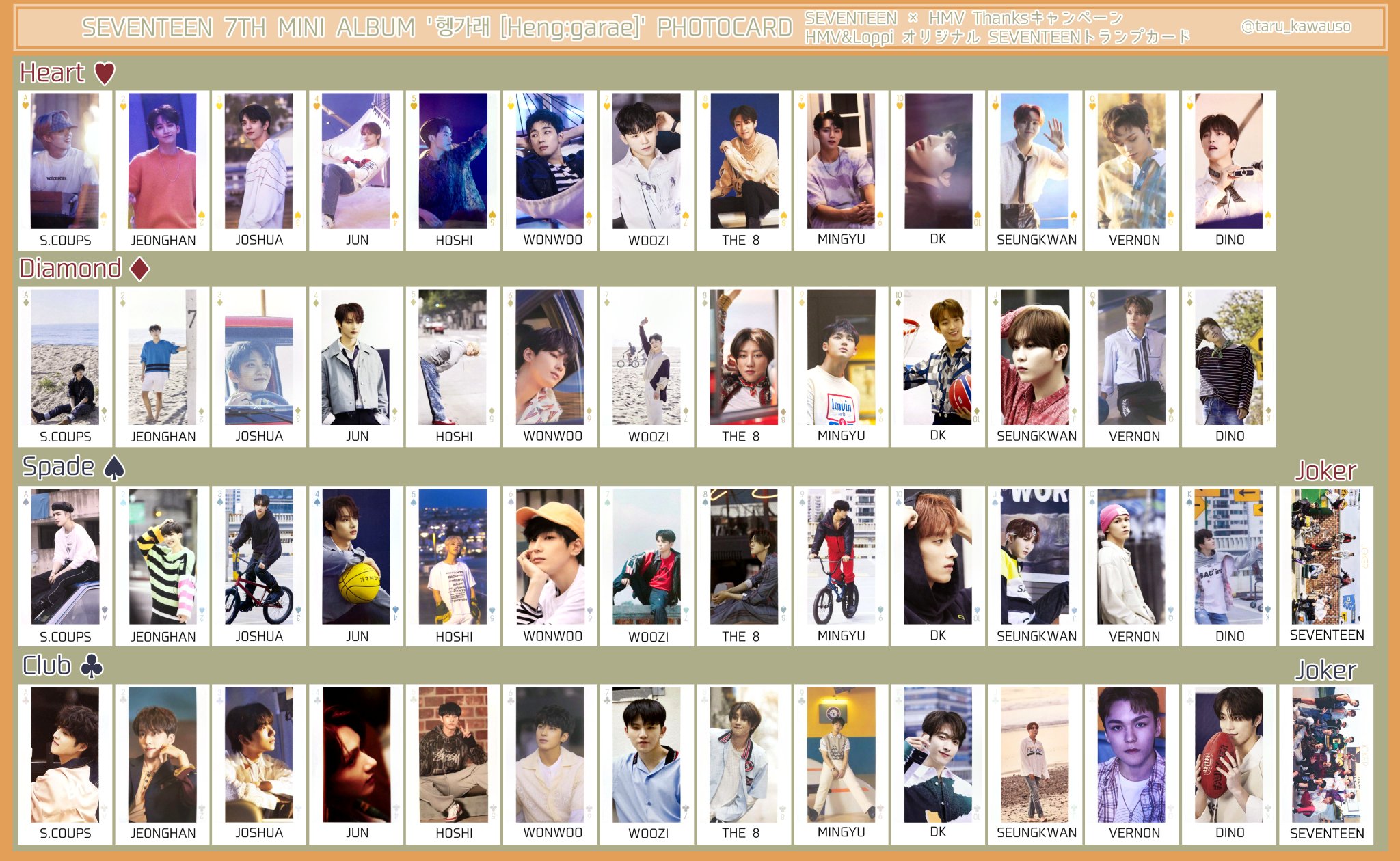 seventeen セブチ ジュン ヘンガレ トランプ トレカ HMV たる*一覧 على X:
