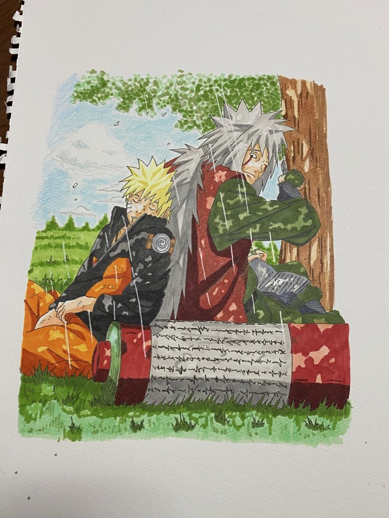 ナルトの42巻の表紙書きました 自来也とナルトの関係めちゃ好きです