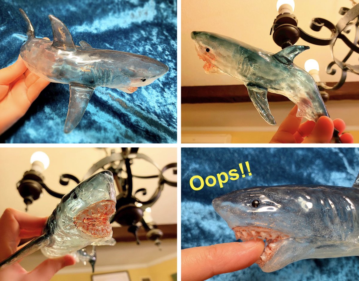 世界サメの日 レジン液を地味にコツコツと成長させて空洞のサメを作っ