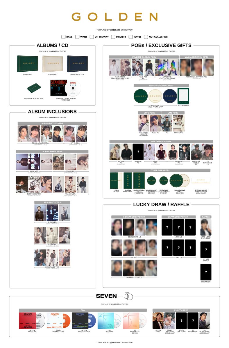 BTS JUNGKOOK PC PHOTOCARD WISHLIST TEMPLATES✨ JK - GOLDEN PC