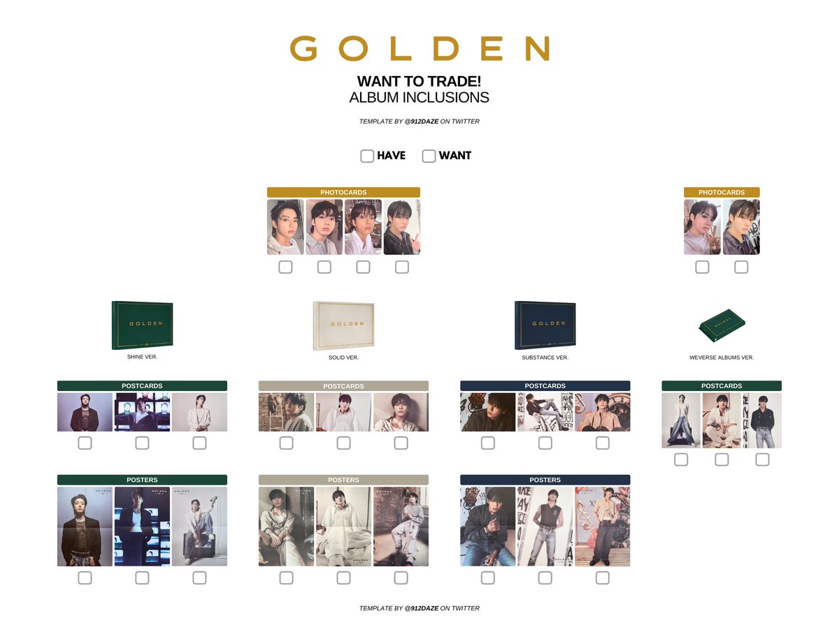 BTS JUNGKOOK PC PHOTOCARD WISHLIST TEMPLATES✨ JK GOLDEN - WTT PC