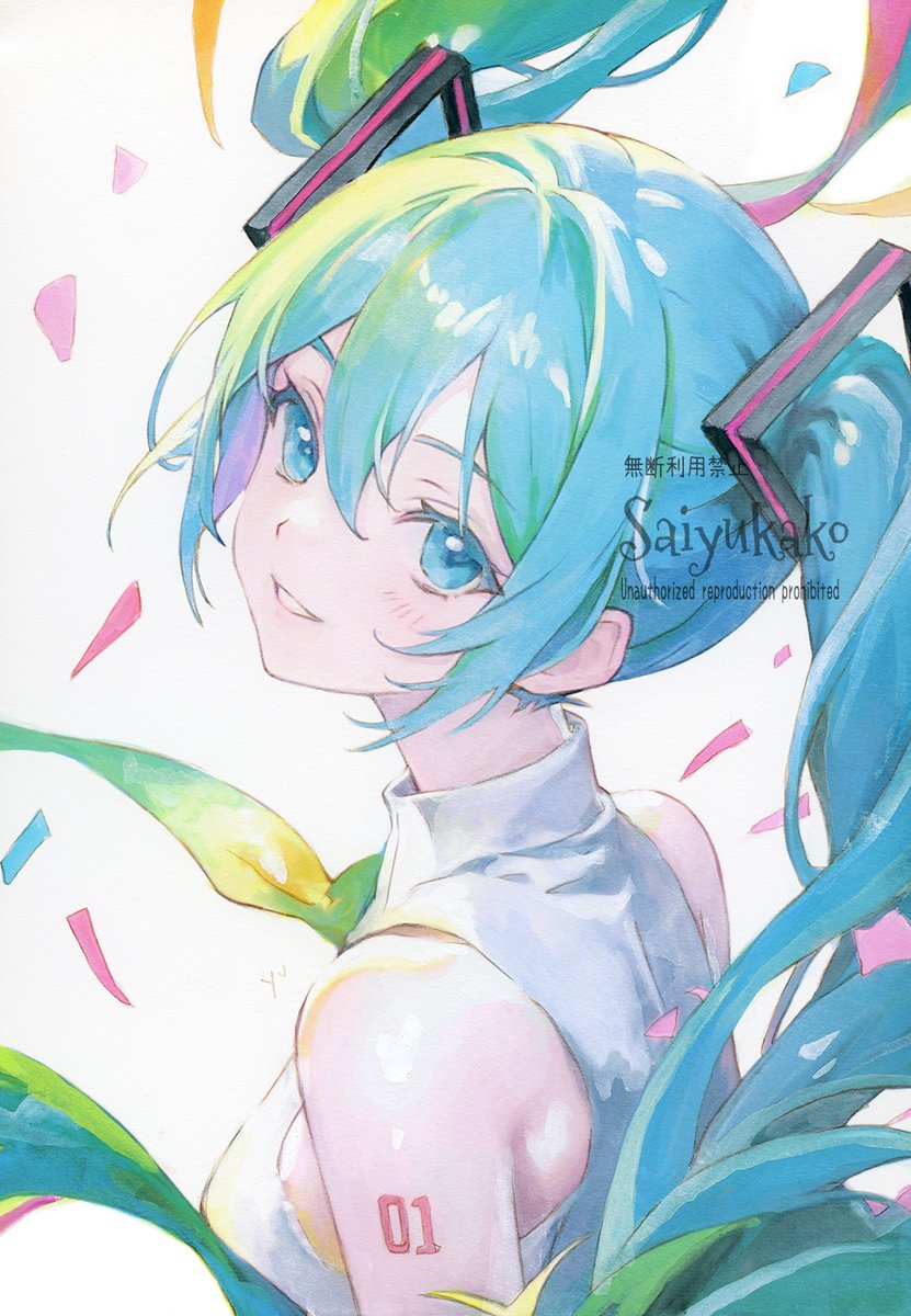 初音ミク「「初音ミク 笑顔〜プリズム」#アナログ絵 #初音ミク 4枚目