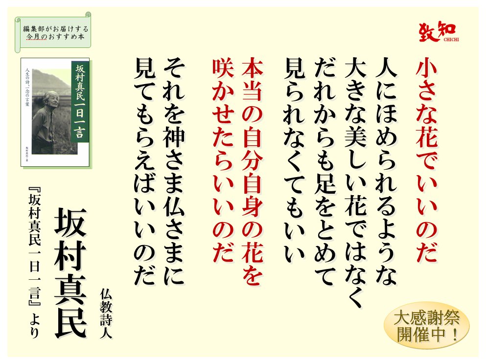 12/12(日) #致知今日の言葉 🌻小さな花でいいのだ👣 ――坂村真民（仏教