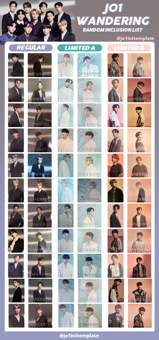 JO1 5TH SINGLE ' WANDERING ' OT11 PHOTOCARD LIST JO1 5TH SINGLE