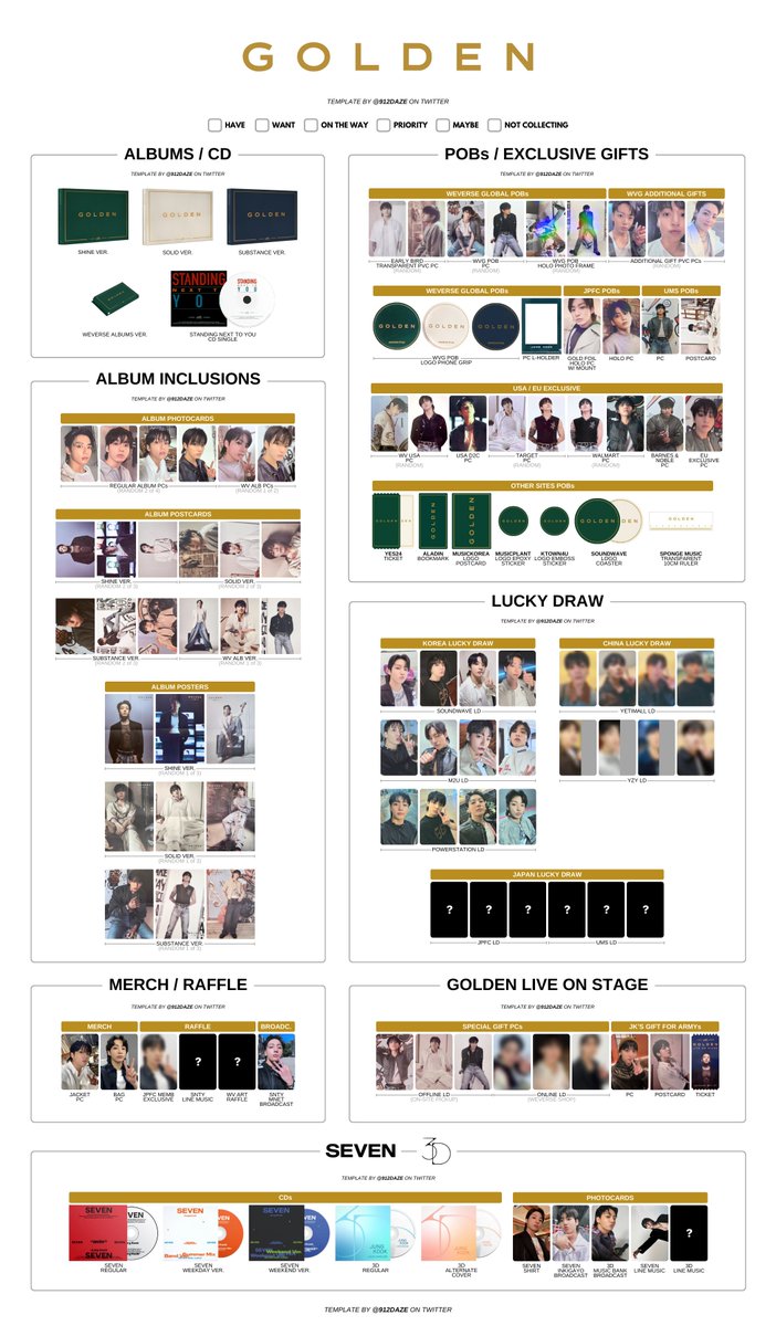 BTS JUNGKOOK PC PHOTOCARD WISHLIST TEMPLATES✨ JK - GOLDEN PC