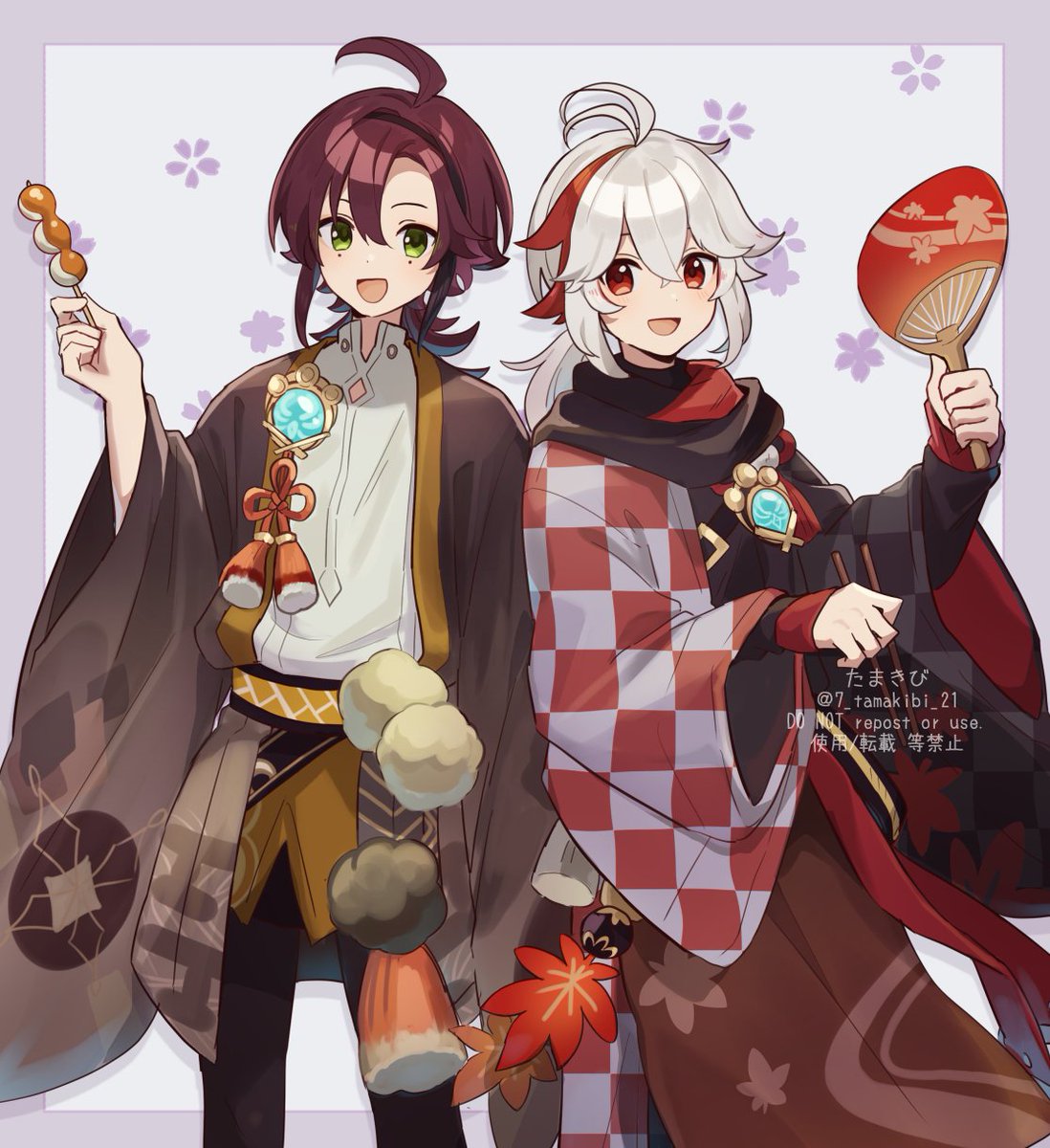 楓原万葉 「スイパラ楓原万葉と鹿野院平蔵#原神 #GenshinImpact 」|たまき