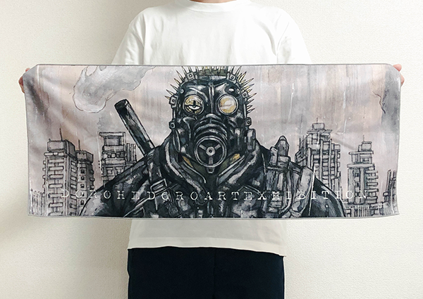 🥟フェイスタオル🥟 原画展描き下ろしのカイマンイラストとキクラゲが