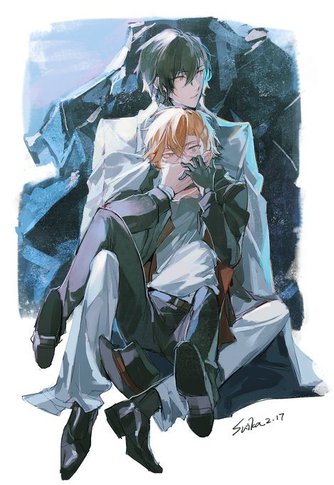 文スト #太中 #双黒#BSD #dachu #soukoku白16 」|suikaのイラスト