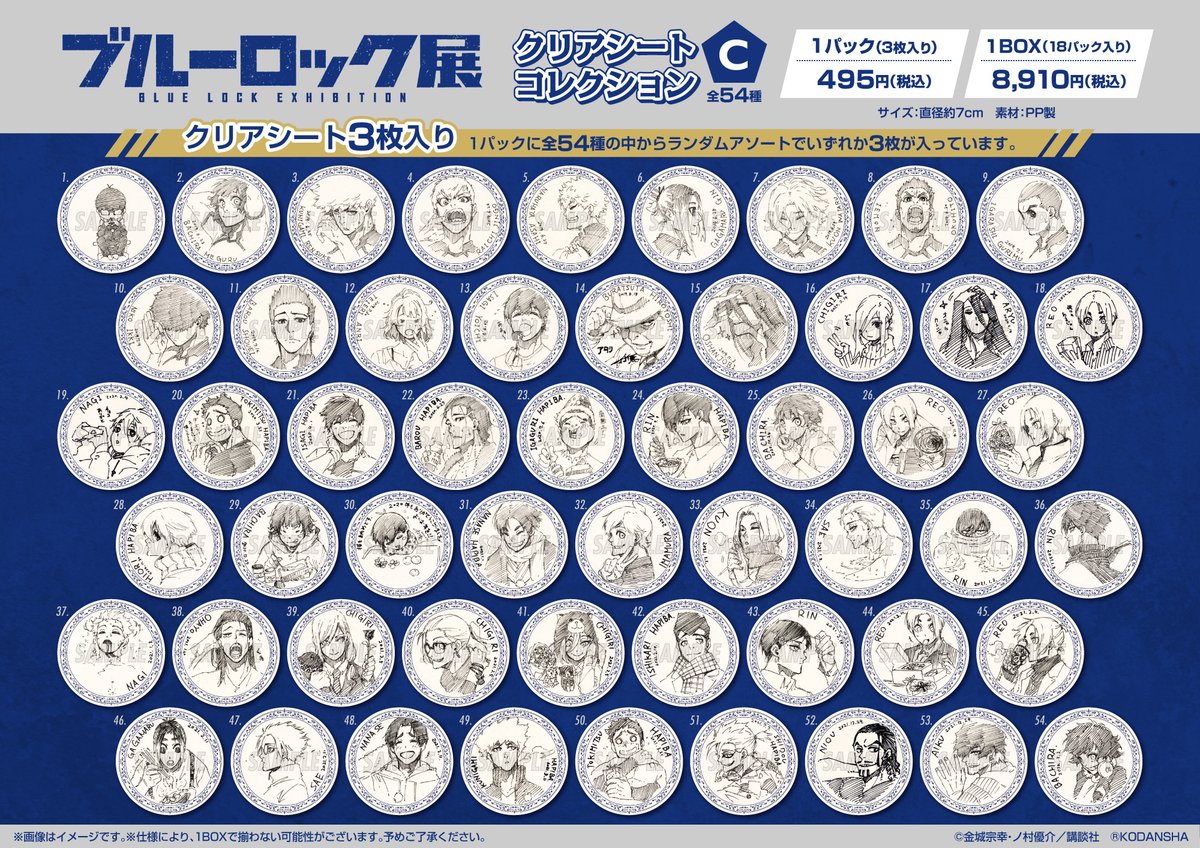 ブルーロック展 グッズ情報】 □クリアシートコレクション／（3種×各18