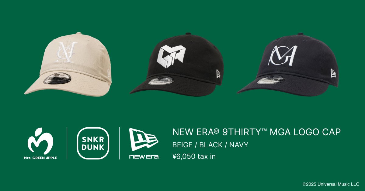 Mrs. GREEN APPLE、スニダンとコラボで 限定「NEW ERA」キャップ