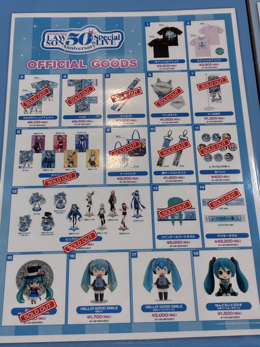 初音ミク LAWSON 50th Anniversary Special LIVE🎈】 17日現時点での
